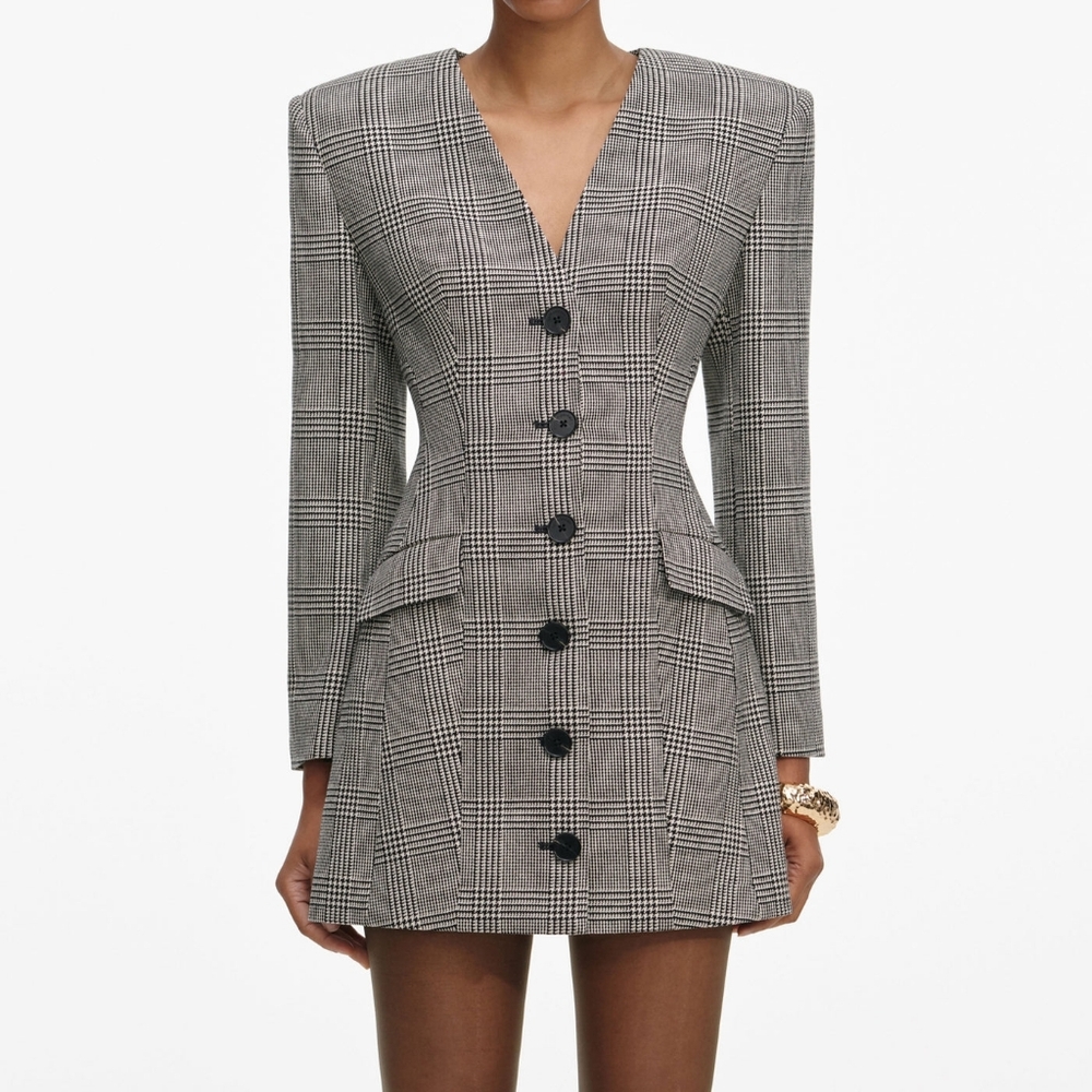 Self Portrait Check Blazer Mini Dress - Picture 4 of 9